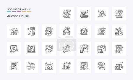 Ilustración de 25 paquete de iconos de línea de subasta - Imagen libre de derechos