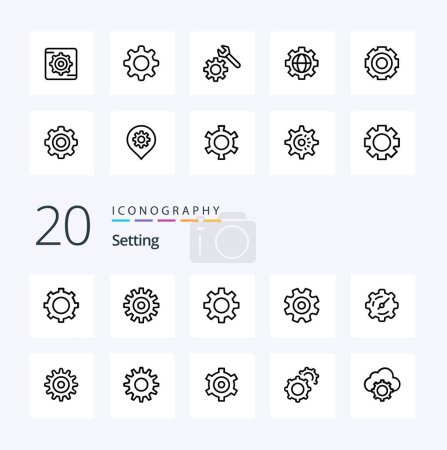 Illustration for 20 Setting Line icon Pack like gear setting wheel gear gear - Royalty Free Image