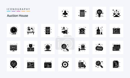 Illustration for 25 Auction Solid Glyph icon pack - Royalty Free Image
