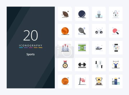 Téléchargez les illustrations : 20 Sport Icône couleur plate pour la présentation - en licence libre de droit