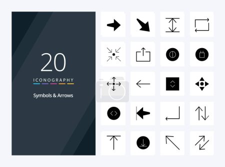 Ilustración de 20 Símbolos Flechas Solid Glyph icono para la presentación - Imagen libre de derechos