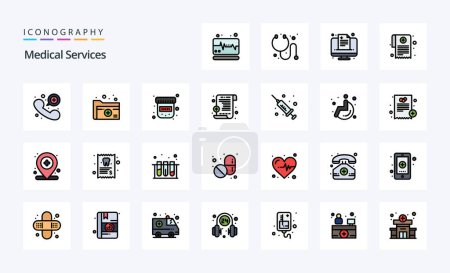 Illustration for 25 Medical Services Line Filled Style icon pack - Royalty Free Image