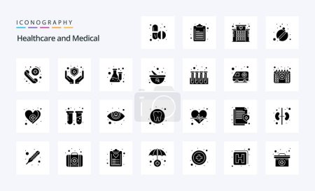 Illustration for 25 Medical Solid Glyph icon pack - Royalty Free Image