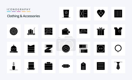 Ilustración de 25 Accesorios de ropa Paquete de iconos de glifo sólido - Imagen libre de derechos