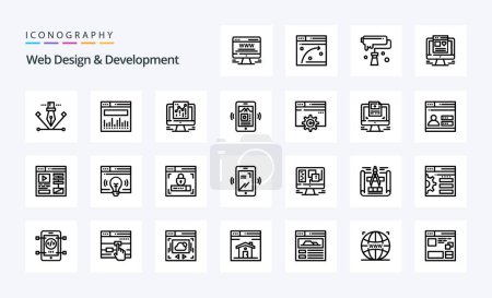 Téléchargez les illustrations : Pack d'icônes 25 Web Design and Development Line - en licence libre de droit