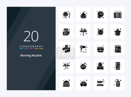 Illustration for 20 Morning Routine Solid Glyph icon for presentation - Royalty Free Image