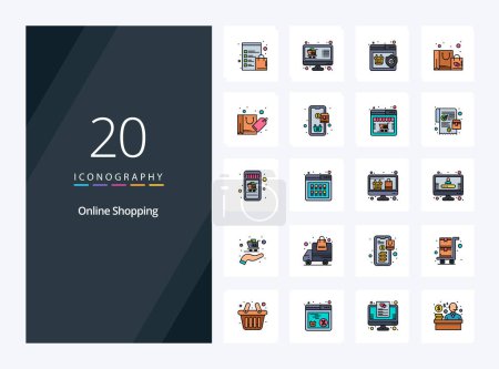 Ilustración de 20 Línea de compras en línea Icono lleno para la presentación - Imagen libre de derechos