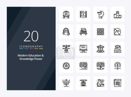 Illustration for 20 Modern Education And Knowledge Power Outline icon for presentation - Royalty Free Image