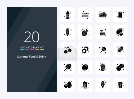 Illustration for 20 Summer Food  Drink Solid Glyph icon for presentation - Royalty Free Image