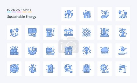 Téléchargez les illustrations : Pack icône 25 Sustainable Energy Blue - en licence libre de droit