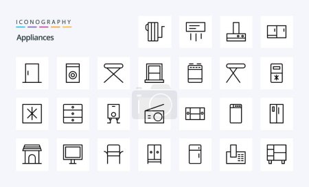 Illustration for 25 Appliances Line icon pack - Royalty Free Image