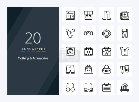 Illustration for 20 Clothing  Accessories Outline icon for presentation - Royalty Free Image