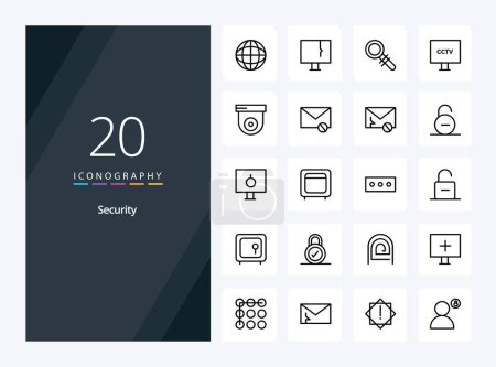 Illustration for 20 Security Outline icon for presentation - Royalty Free Image
