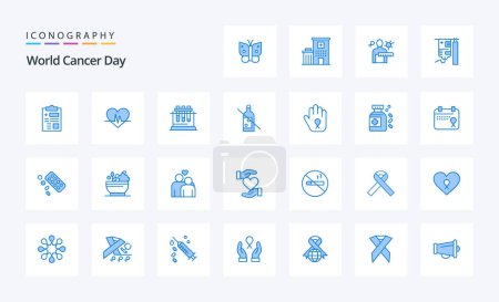 Illustration for 25 World Cancer Day Blue icon pack - Royalty Free Image