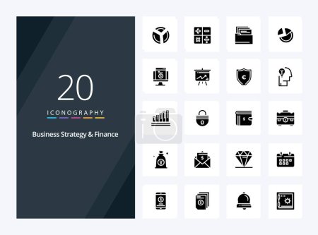 Téléchargez les illustrations : 20 Stratégie d'entreprise et finance icône Glyphe solide pour la présentation - en licence libre de droit