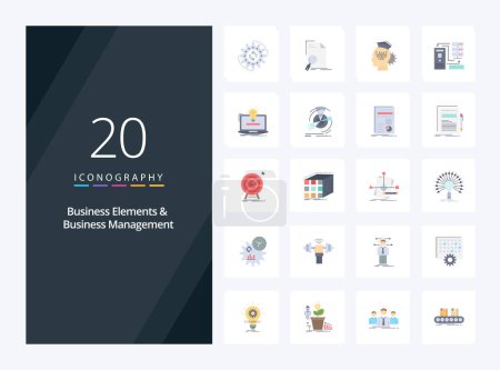 Illustration for 20 Business Elements And Business Managment Flat Color icon for presentation - Royalty Free Image