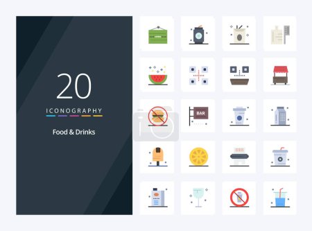 Illustration for 20 Food  Drinks Flat Color icon for presentation - Royalty Free Image