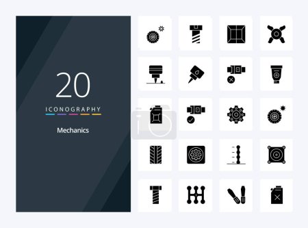 Illustration for 20 Mechanics Solid Glyph icon for presentation - Royalty Free Image