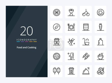 Illustration for 20 Food Outline icon for presentation - Royalty Free Image