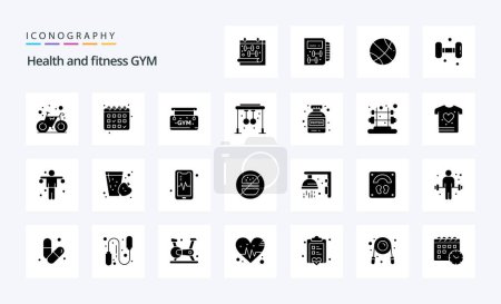 Illustration for 25 Gym Solid Glyph icon pack - Royalty Free Image