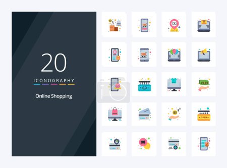 Illustration for 20 Online Shopping Flat Color icon for presentation - Royalty Free Image