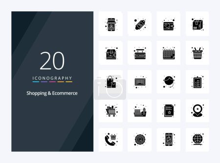 Téléchargez les illustrations : 20 Shopping et commerce électronique icône Glyphe solide pour la présentation - en licence libre de droit