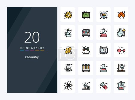 Illustration for 20 Chemistry line Filled icon for presentation - Royalty Free Image