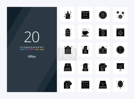 Illustration for 20 Office Solid Glyph icon for presentation - Royalty Free Image