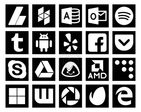 Ilustración de 20 Paquete de iconos de redes sociales Incluyendo delicioso. amd. ¡Grita! Campamento base. chat - Imagen libre de derechos