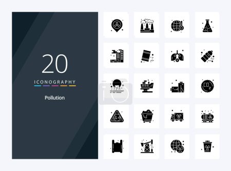 Illustration for 20 Pollution Solid Glyph icon for presentation - Royalty Free Image