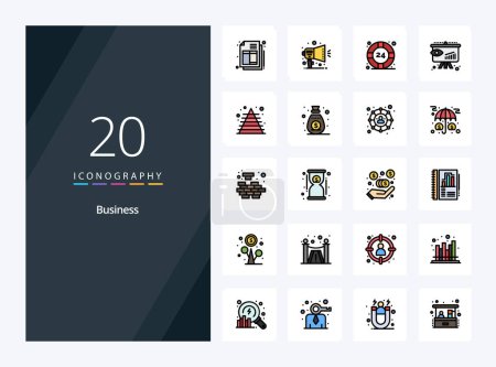 Illustration for 20 Business line Filled icon for presentation - Royalty Free Image