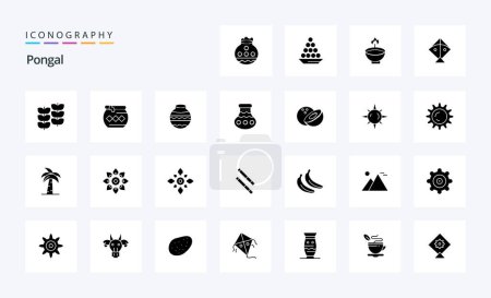 Illustration for 25 Pongal Solid Glyph icon pack - Royalty Free Image