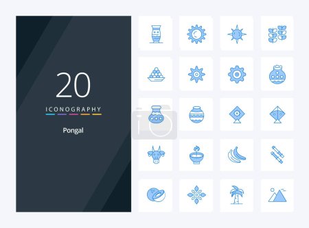 Illustration for 20 Pongal Blue Color icon for presentation - Royalty Free Image
