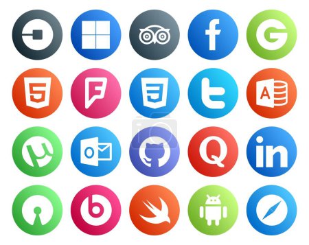 Ilustración de 20 Paquete de iconos de redes sociales incluyendo quora. perspectiva. html. utorrent. tweet - Imagen libre de derechos
