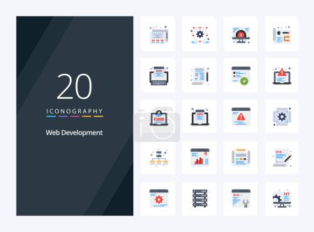 Téléchargez les illustrations : 20 icône de couleur plate de développement Web pour la présentation - en licence libre de droit