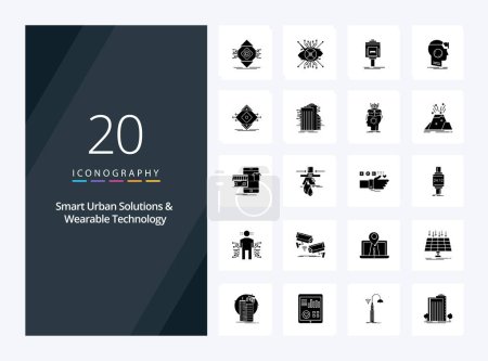 Illustration for 20 Smart Urban Solutions And Wearable Technology Solid Glyph icon for presentation - Royalty Free Image