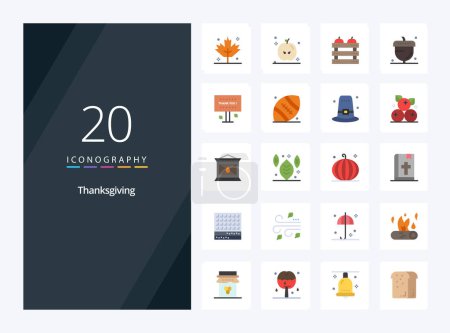 Illustration for 20 Thanksgiving Flat Color icon for presentation - Royalty Free Image