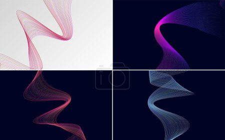 Illustration for Set of 4 abstract waving line backgrounds for a professional design. - Royalty Free Image