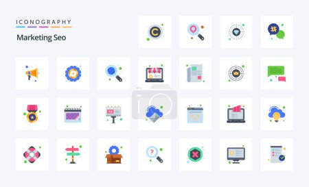 Ilustración de 25 Marketing Seo Paquete de iconos de color plano - Imagen libre de derechos