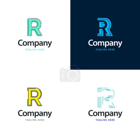 Illustration for Letter R Big Logo Pack Design. Creative Modern logos design for your business - Royalty Free Image