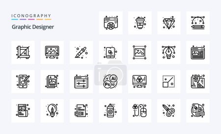 Illustration for 25 Graphic Designer Line icon pack - Royalty Free Image