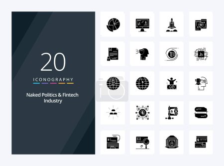 Illustration for 20 Naked Politics And Fintech Industry Solid Glyph icon for presentation - Royalty Free Image