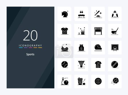 Ilustración de 20 Deportes icono de glifo sólido para la presentación - Imagen libre de derechos