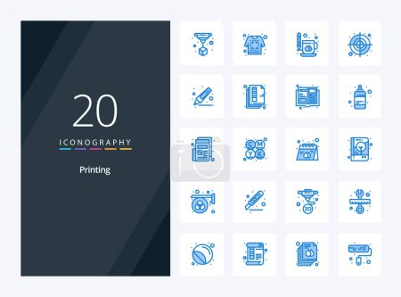 Ilustración de 20 icono de impresión de color azul para la presentación - Imagen libre de derechos