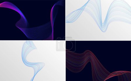 Illustration for Add a professional touch to your project with this pack of 4 vector line backgrounds. - Royalty Free Image