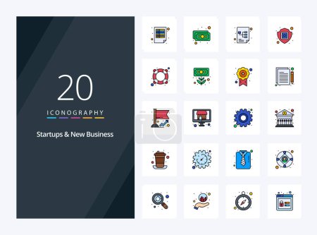 Illustration for 20 Startups And New Business line Filled icon for presentation - Royalty Free Image