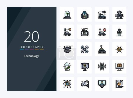 Ilustración de 20 Línea de tecnología Icono de relleno para presentación - Imagen libre de derechos