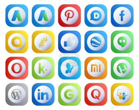 Ilustración de 20 Paquete de iconos de redes sociales Incluyendo wordpress. xiaomi. desbordamiento. msn. ópera - Imagen libre de derechos