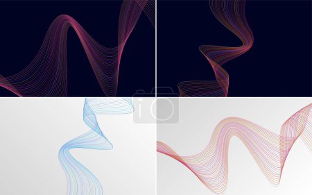 Illustration for Set of 4 abstract waving line backgrounds for your designs - Royalty Free Image
