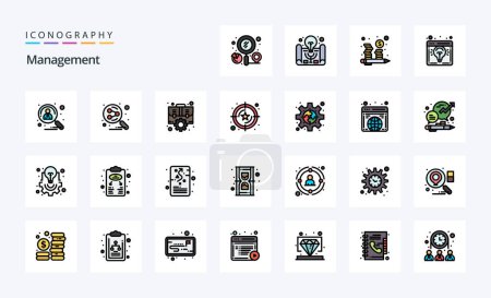 Illustration for 25 Management Line Filled Style icon pack - Royalty Free Image